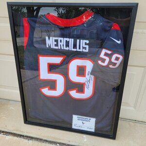 Whitney Mercilus Signed Houston Texans Framed Jersey With Certificate Of Authent